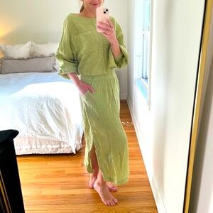 Free People Easy Weekend Set Luna Moth Green Matching Set XS $108